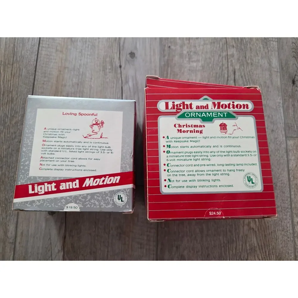 Hallmark Magic Light & Motion Ornaments Lot -Christmas Morning & Loving Spoonful